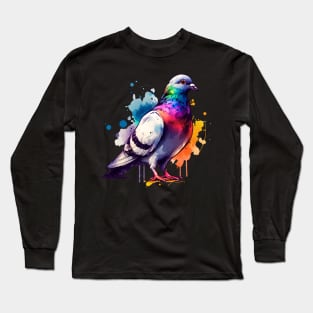 Watercolor Pigeon Long Sleeve T-Shirt